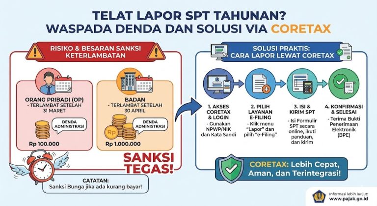 Waspadai Sanksi Denda Akibat Terlambat Lapor SPT Tahunan Serta Panduan Praktis Menggunakan Sistem Coretax Terbaru