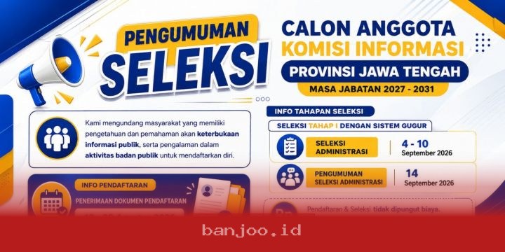 Penerimaan Anggota Komisi Informasi Provinsi Jawa Tengah 2024, Simak Persyaratan Lengkapnya Disini