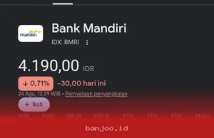 Saham PT Bank Mandiri Anjlok 0,71 Persen Saat Isu Blokir Rekening Nasabah Mengemuka